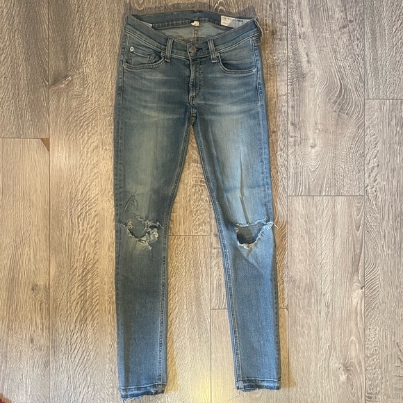 Rag & Bone Women's Blue Distressed Skinny Jeans - Picture 1 of 4